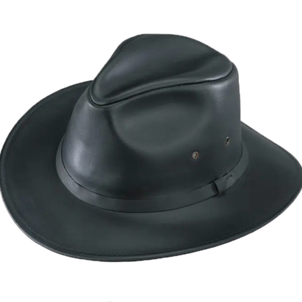 Classic Black Leather Fedora